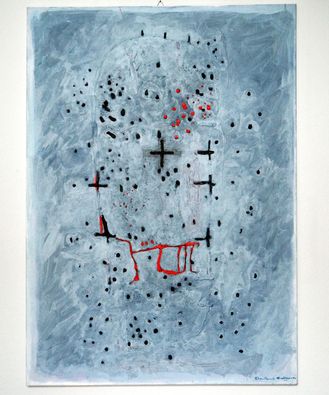 2011_Totentanz, 100 x 140 cm,  Acryl auf Leinwand mit Steinen